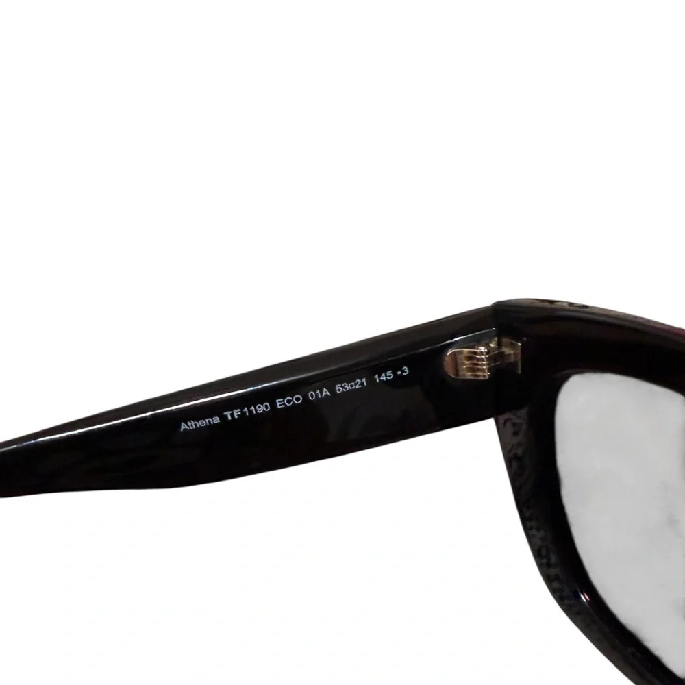 Tom Ford Square Black Acetate Sunglasses Gold T Logo Gray Lens NIB
